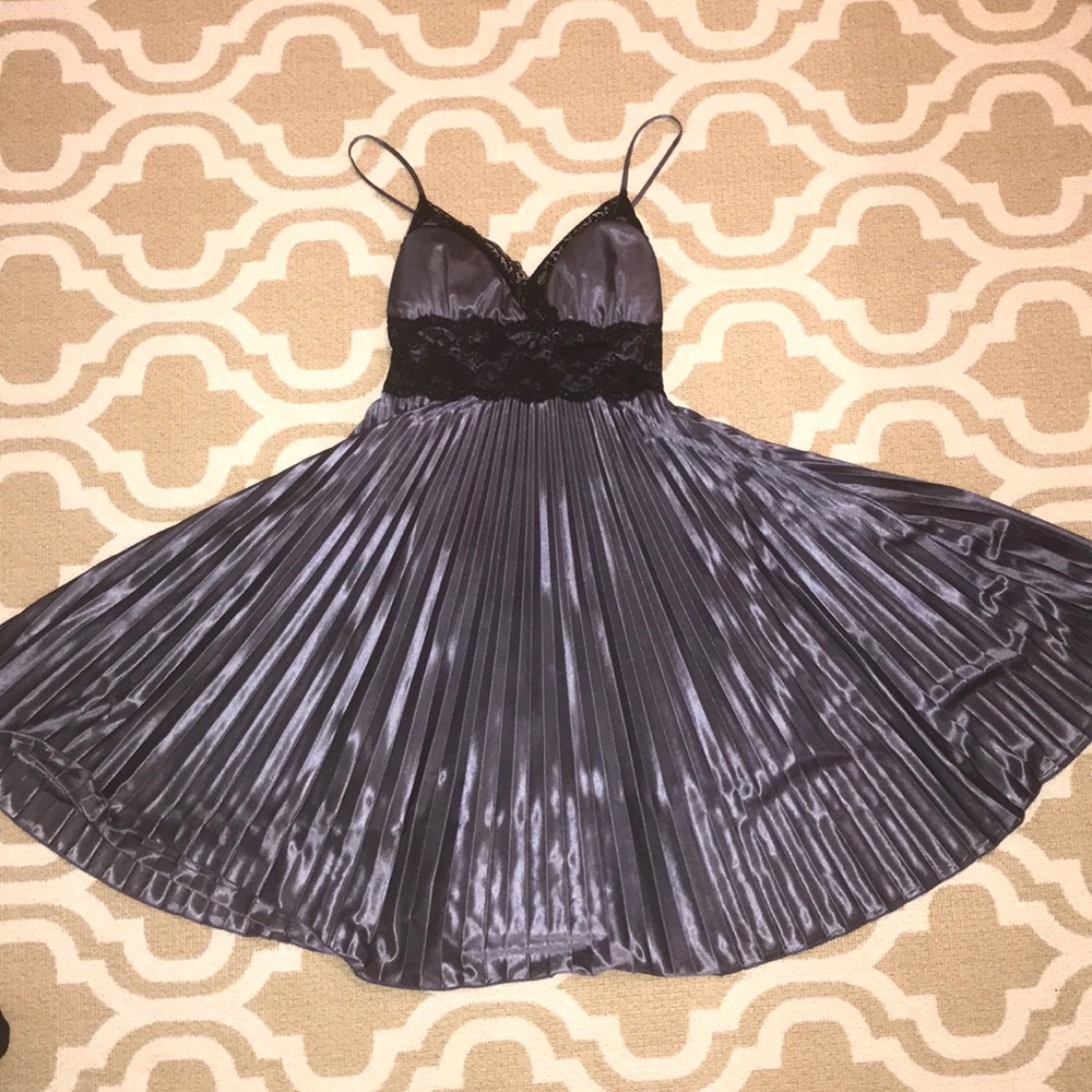Xoxo size S metallic blue with lace trim dress